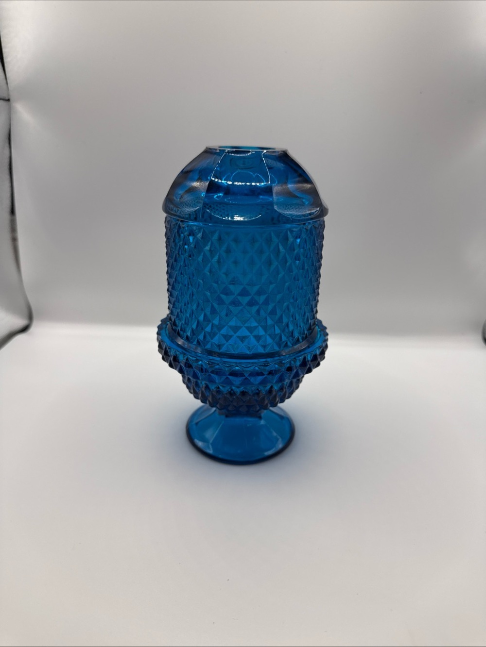Vintage Viking Diamond Point Cobalt Blue Blunique Fairy Lamp (MINT)